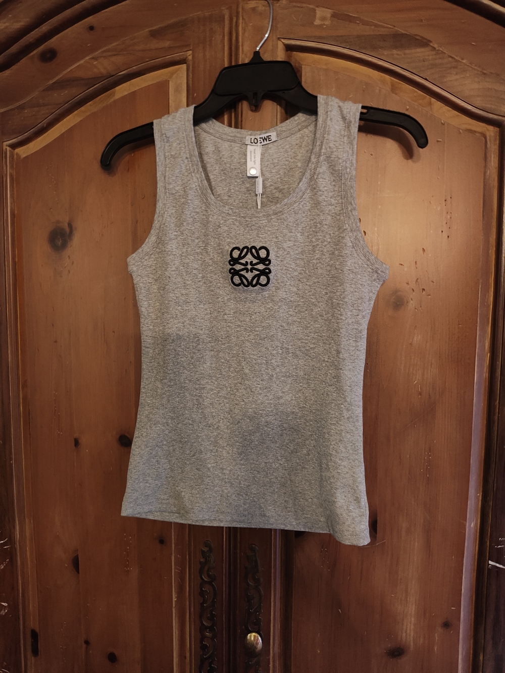 Loewe Gray Ribbed Tank with Black Anagram